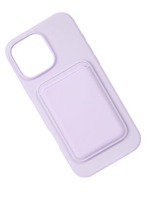 Silicone case with card slot lilac