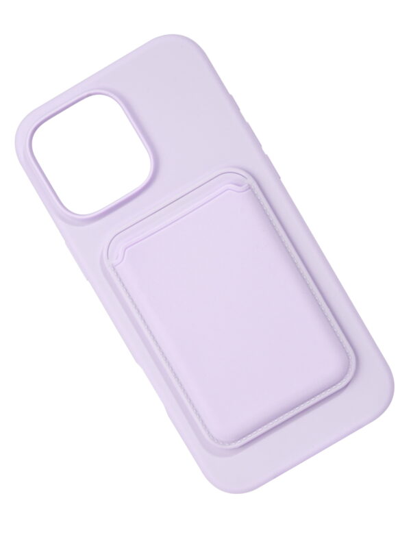 Silicone case with card slot lilac