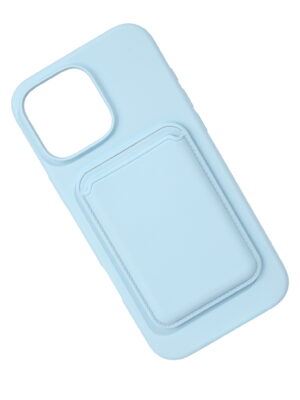 Silicone case with card slot light blue