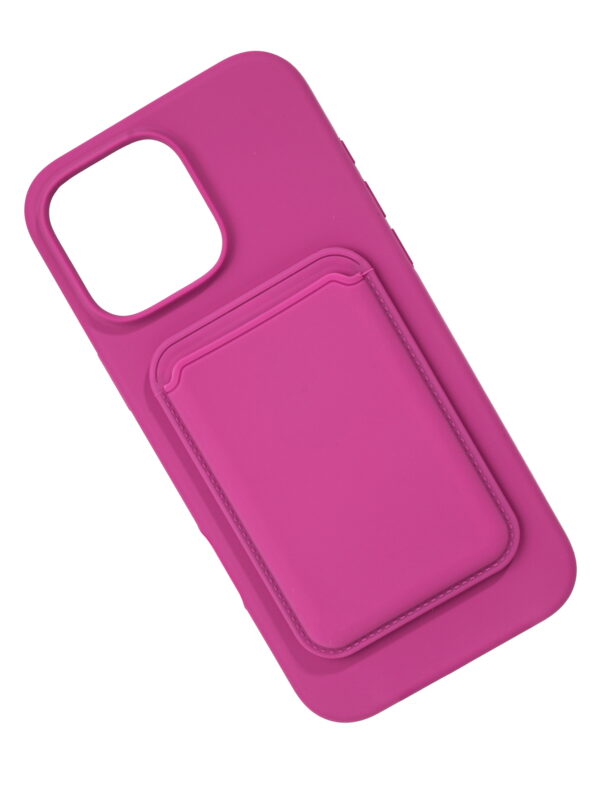Silicone case with card slot rose red