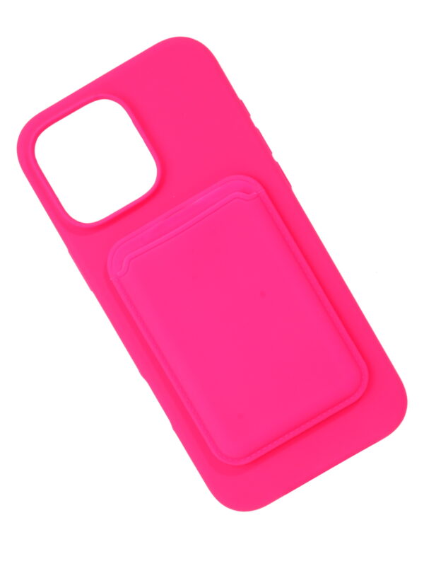Silicone case with card slot fuchsia
